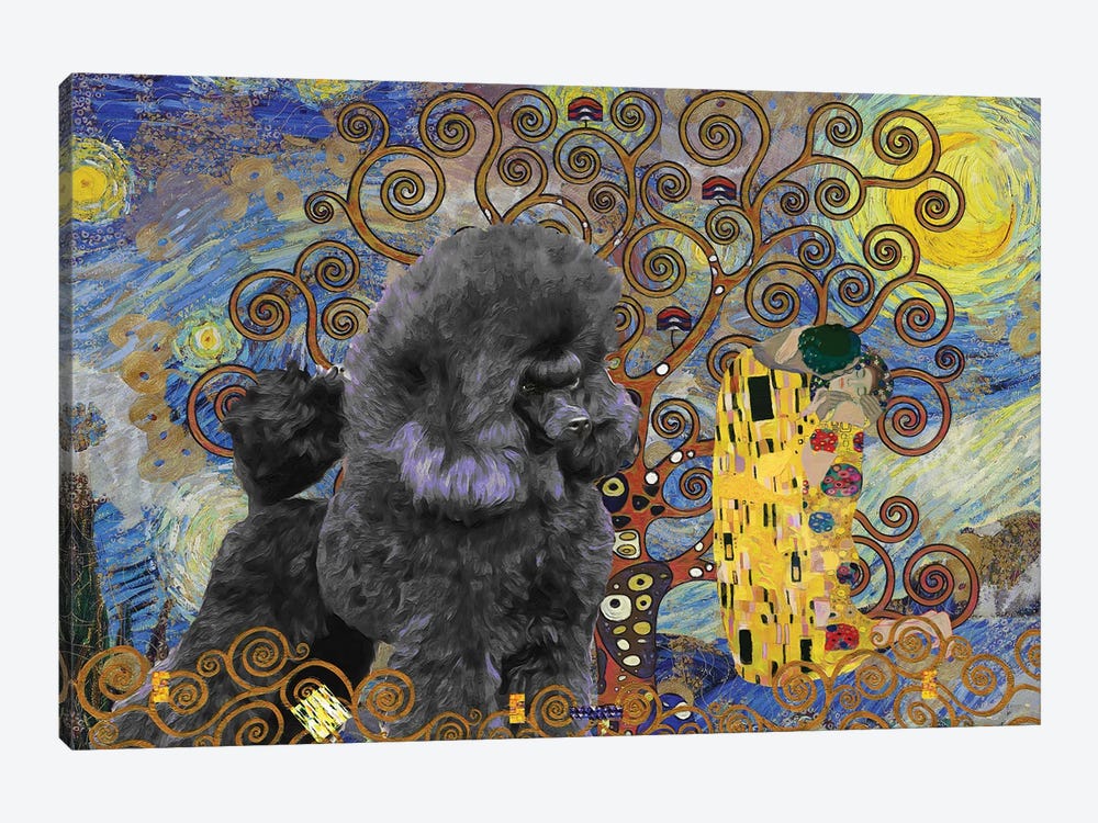 Poodle Starry Night and Kiss Tree of Life by Nobility Dogs 1-piece Canvas Wall Art