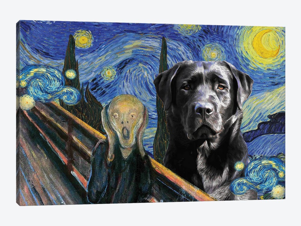 Labrador Retriever The Scream in Starry Night by Nobility Dogs 1-piece Canvas Art