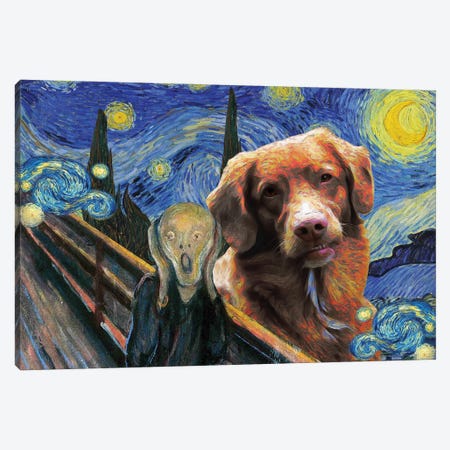 Nova Scotia Duck Tolling Retriever The Scream in Starry Night Canvas Print #NDG1689} by Nobility Dogs Canvas Art Print