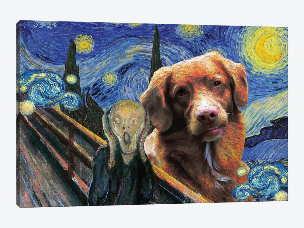Nova Scotia Duck Tolling Retriever The Scream in Starry Night by Nobility Dogs 1-piece Canvas Artwork