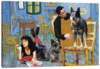 Australian Cattle Dog, The Bedroom, Pulp Fiction Van Gogh Canvas Art Print - Australian Cattle Dogs