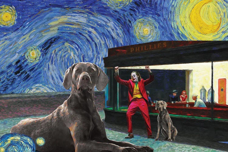 Weimaraner, Starry Night, Nighthawks, The Joker