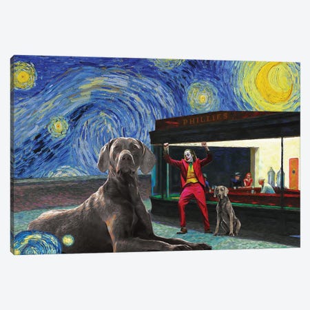 Weimaraner, Starry Night, Nighthawks, The Joker Canvas Print #NDG1698} by Nobility Dogs Canvas Art