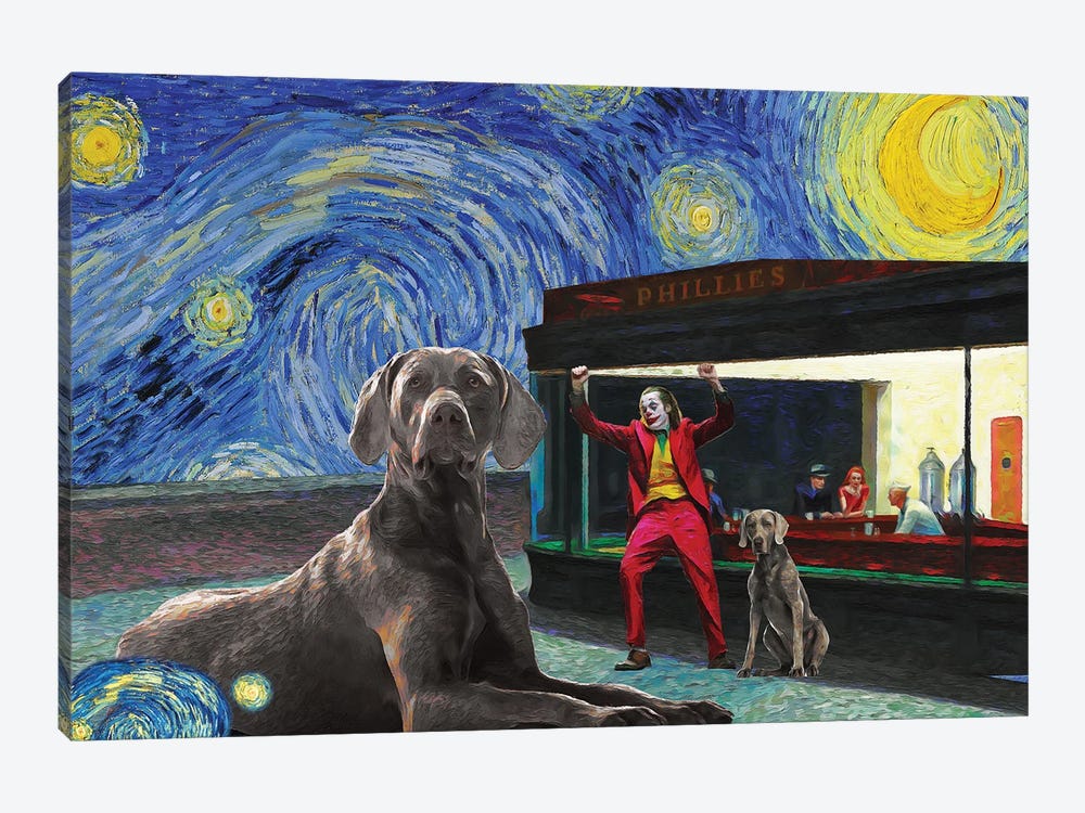 Weimaraner, Starry Night, Nighthawks, The Joker by Nobility Dogs 1-piece Canvas Wall Art