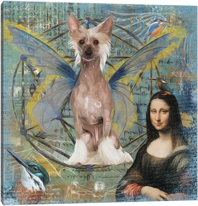 Chinese Crested Dog Angel Canvas Art Print - Mona Lisa Reimagined