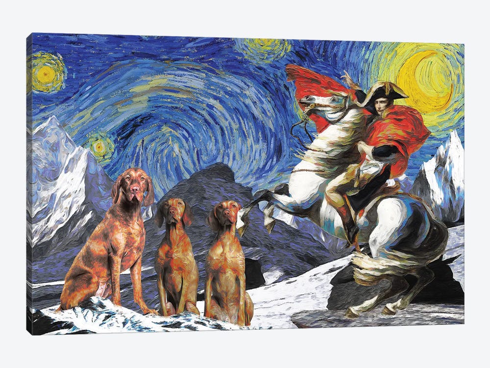 Vizsla Napoleon Crossing Alps In Starry Night by Nobility Dogs 1-piece Art Print