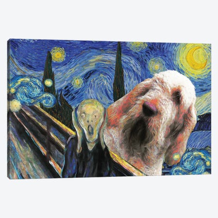 Spinone Italiano The scream Starry Night Canvas Print #NDG1702} by Nobility Dogs Canvas Wall Art