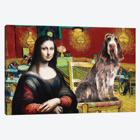 Spinone Italiano The Night Café And Mona Lisa Canvas Print #NDG1703} by Nobility Dogs Canvas Artwork