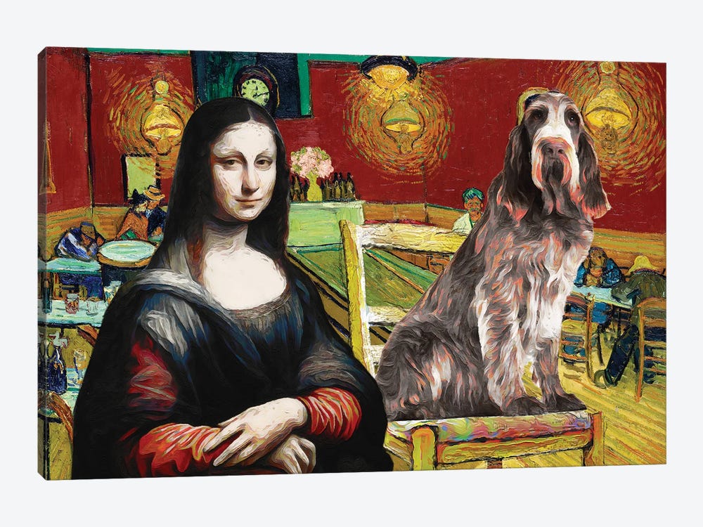 Spinone Italiano The Night Café And Mona Lisa by Nobility Dogs 1-piece Canvas Art Print