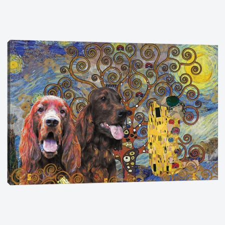 Irish Setter Starry Night Kiss Tree Of Life Canvas Print #NDG1704} by Nobility Dogs Canvas Print