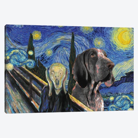 Bracco Italiano The Scream Starry Night Canvas Print #NDG1707} by Nobility Dogs Canvas Art Print