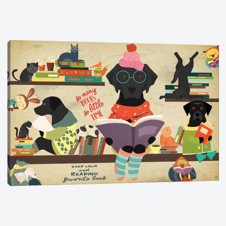 Labrador Retriever Book Time Canvas Print #NDG1708} by Nobility Dogs Canvas Wall Art