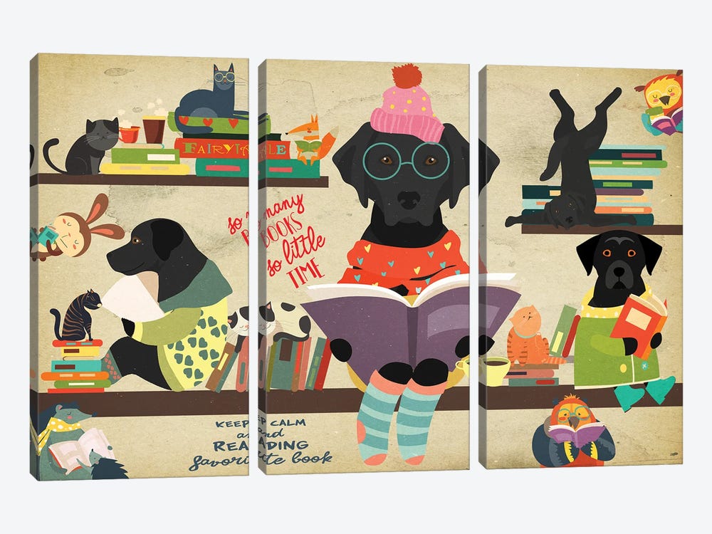 Labrador Retriever Book Time by Nobility Dogs 3-piece Canvas Art