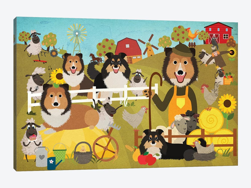 Shetland Sheepdog Farm Life by Nobility Dogs 1-piece Canvas Art