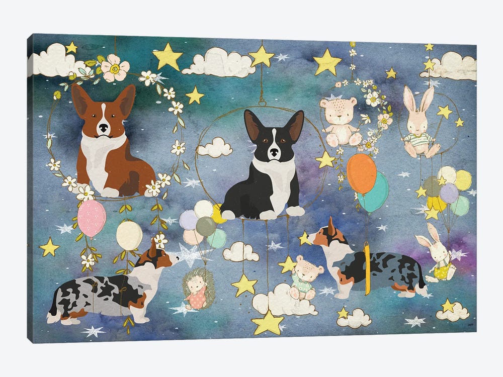 Cardigan Welsh Corgi Good Night Time by Nobility Dogs 1-piece Canvas Art Print