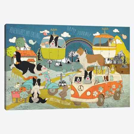 Border Collie Happy Journey Canvas Print #NDG1719} by Nobility Dogs Art Print