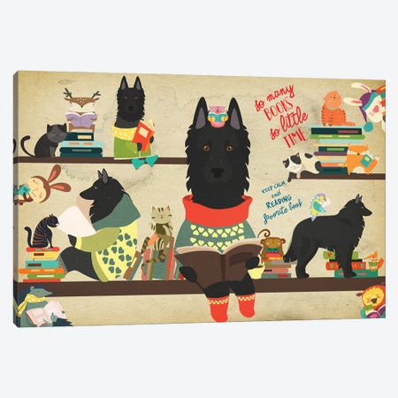 Belgian Sheepdog Book Time Canvas Print #NDG1721} by Nobility Dogs Canvas Wall Art