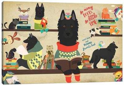 Belgian Sheepdog Book Time Canvas Art Print