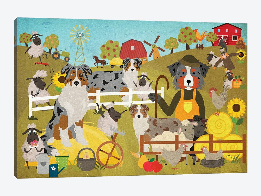 Australian Shepherd Farm Life by Nobility Dogs 1-piece Art Print