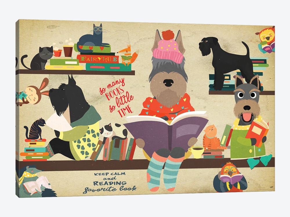 Schnauzer Book Time by Nobility Dogs 1-piece Canvas Print