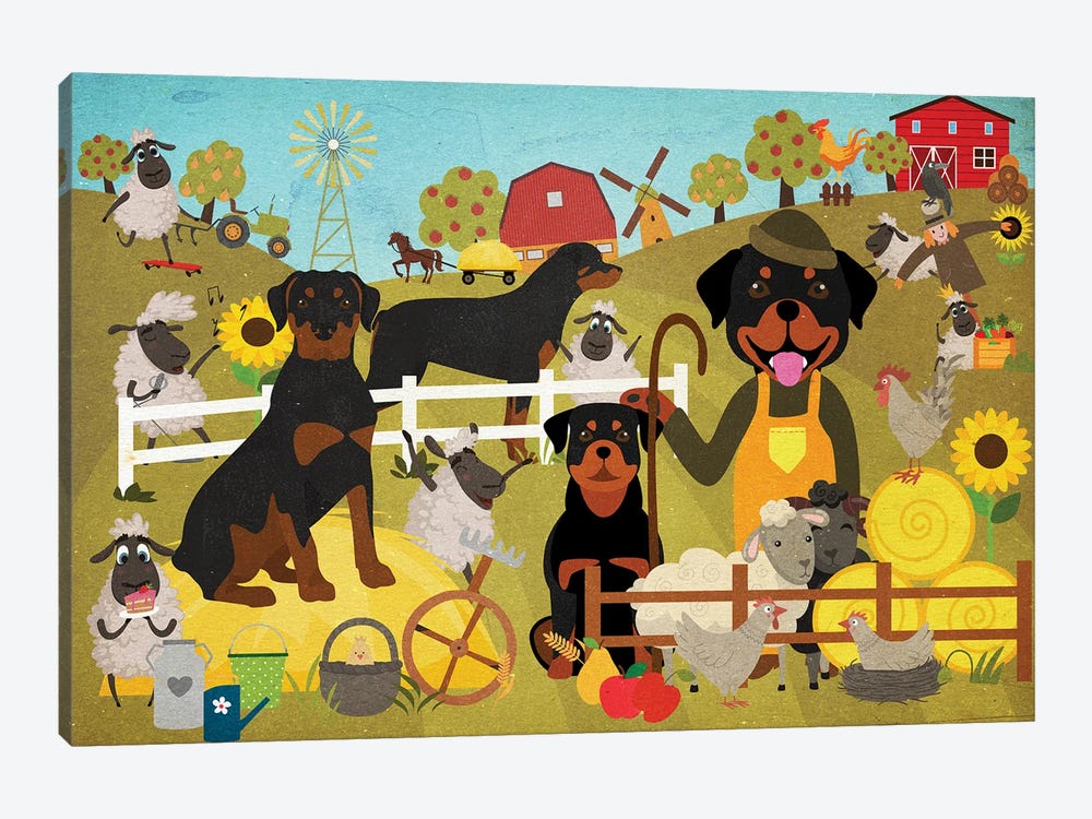 Rottweiler Farm Life by Nobility Dogs 1-piece Canvas Print