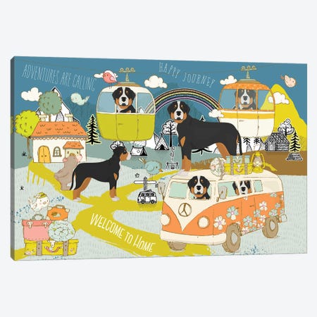 Greater Swiss Mountain Dog Happy Journey Canvas Print #NDG1737} by Nobility Dogs Canvas Artwork