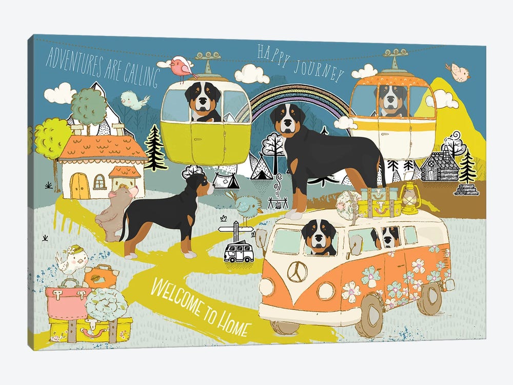 Greater Swiss Mountain Dog Happy Journey by Nobility Dogs 1-piece Canvas Artwork