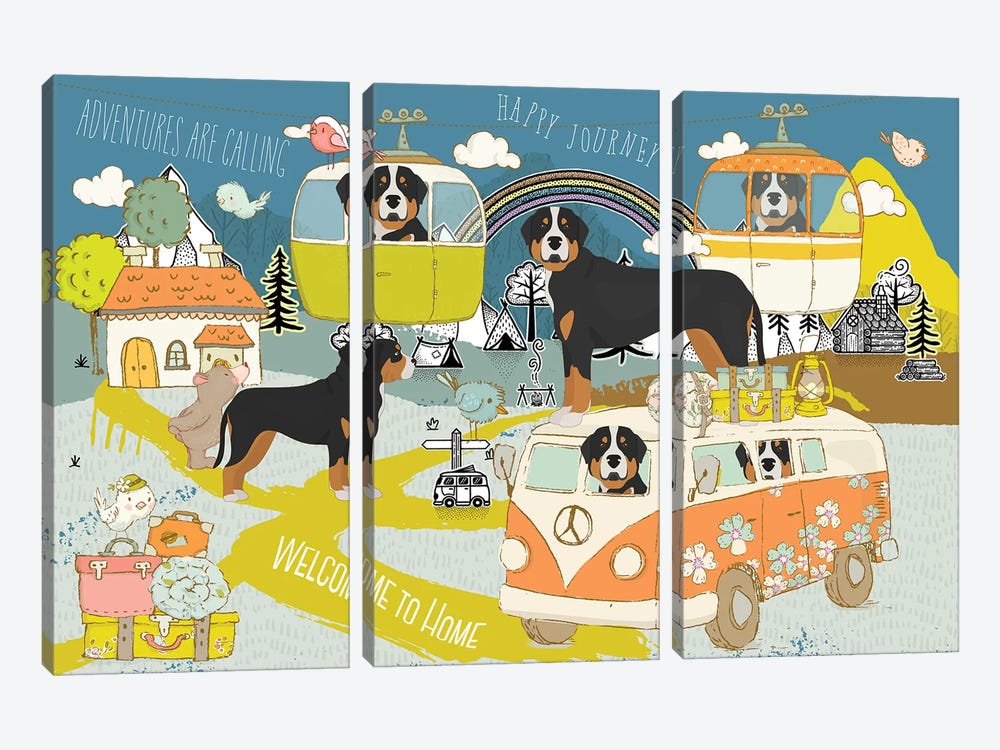 Greater Swiss Mountain Dog Happy Journey by Nobility Dogs 3-piece Canvas Artwork