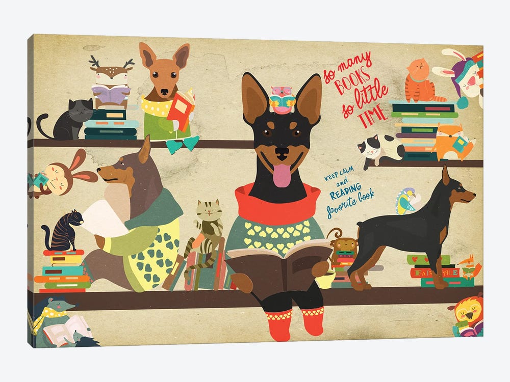 Miniature Pinscher Book Time by Nobility Dogs 1-piece Canvas Art