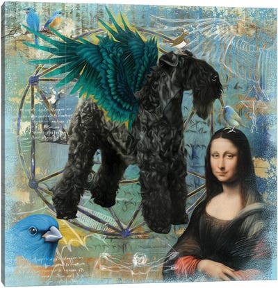 Kerry Blue Terrier Angel Da Vinci Canvas Art Print - Mona Lisa Reimagined