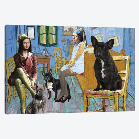 French Bulldog The Bedroom Blue Room Canvas Print #NDG1742} by Nobility Dogs Canvas Art