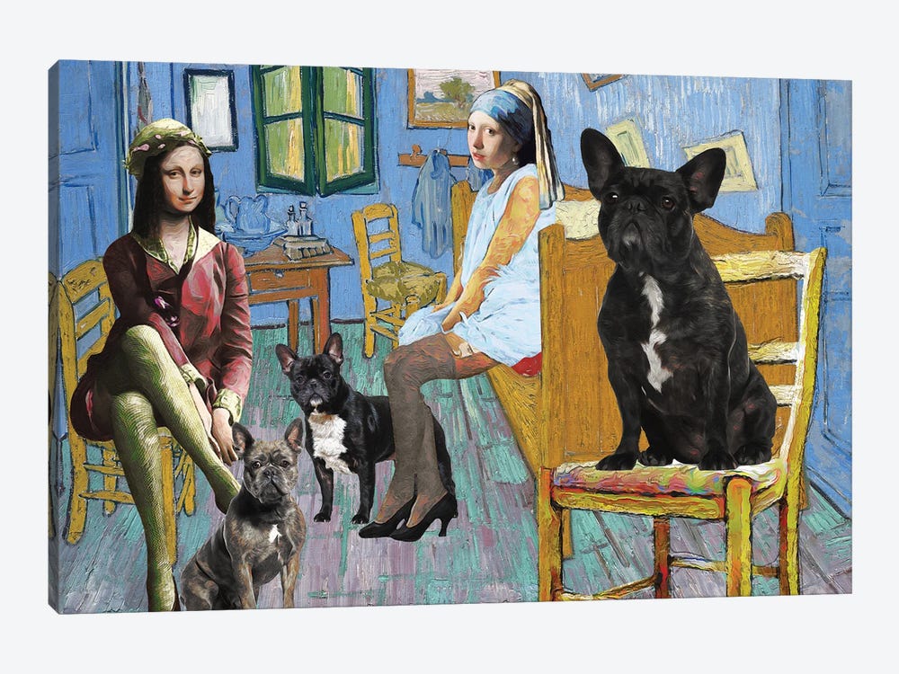 French Bulldog The Bedroom Blue Room by Nobility Dogs 1-piece Canvas Artwork