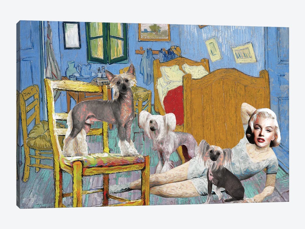 Chinese Crested Dog The Bedroom And Marilyn Monroe by Nobility Dogs 1-piece Canvas Art Print