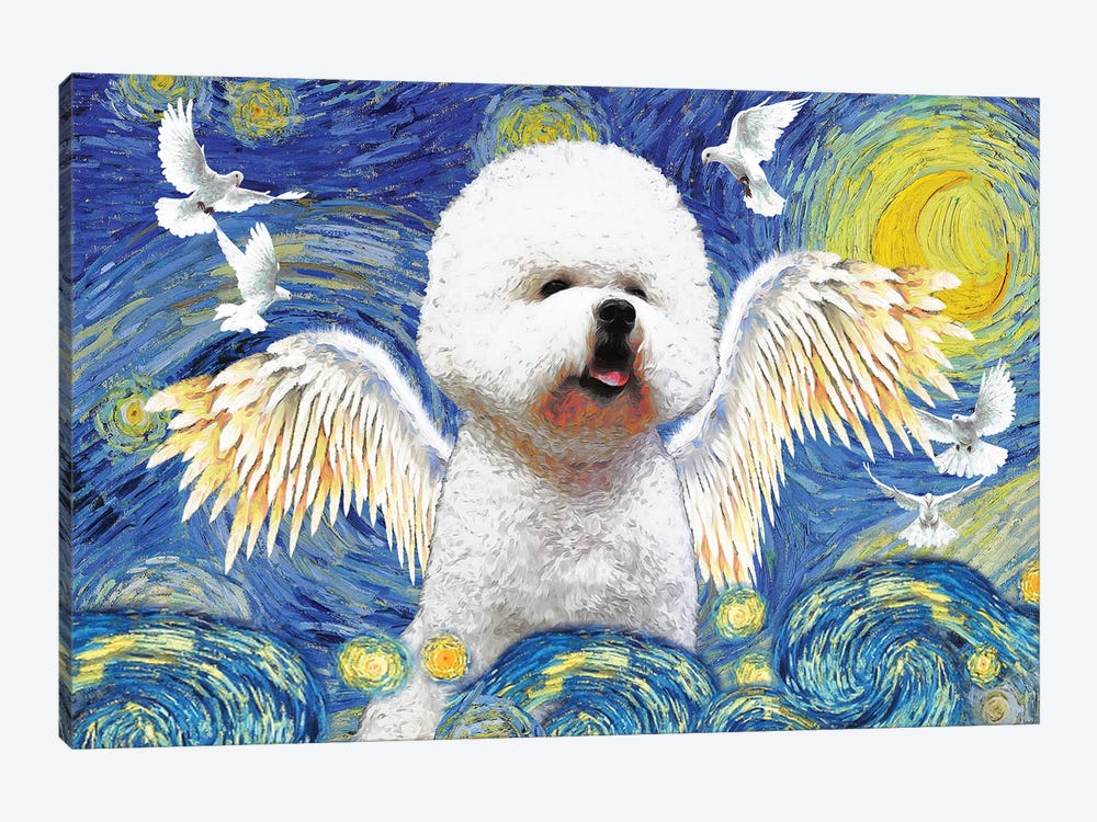 Bichon Frise Starry Night Angel by Nobility Dogs 1-piece Canvas Art