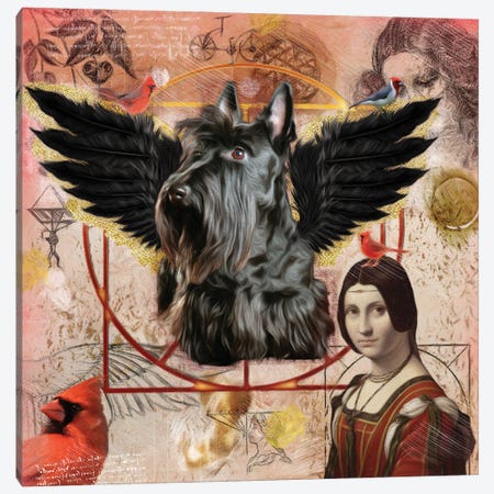 Scottish Terrier Angel Da Vinci Canvas Print #NDG174} by Nobility Dogs Canvas Art Print