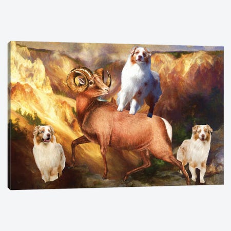 Australian Shepherd Grand Canyon Bighorn Canvas Print #NDG1755} by Nobility Dogs Canvas Art
