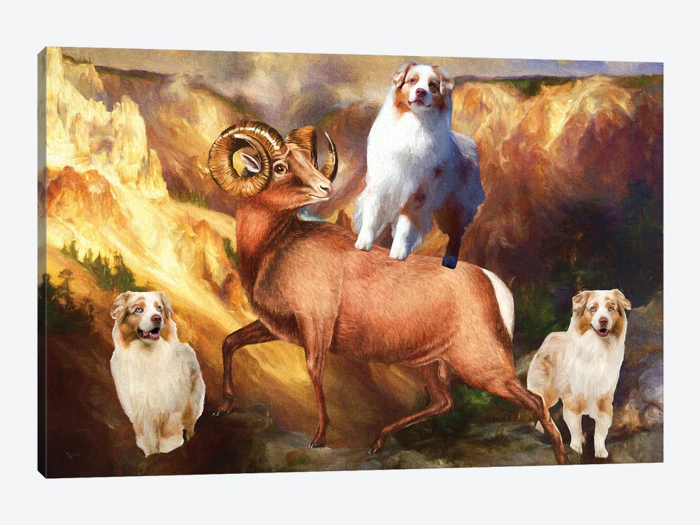 Australian Shepherd Grand Canyon Bighorn by Nobility Dogs 1-piece Canvas Wall Art