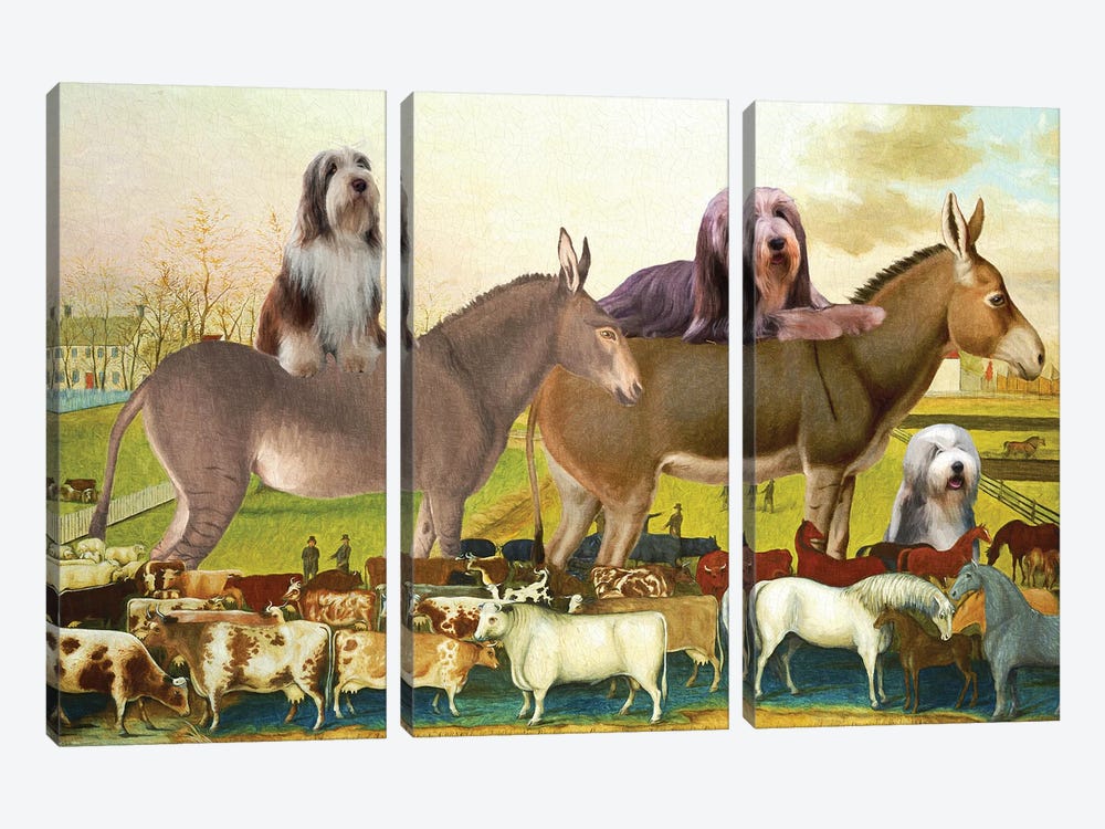 Bearded Collie The Cornell Farm by Nobility Dogs 3-piece Art Print