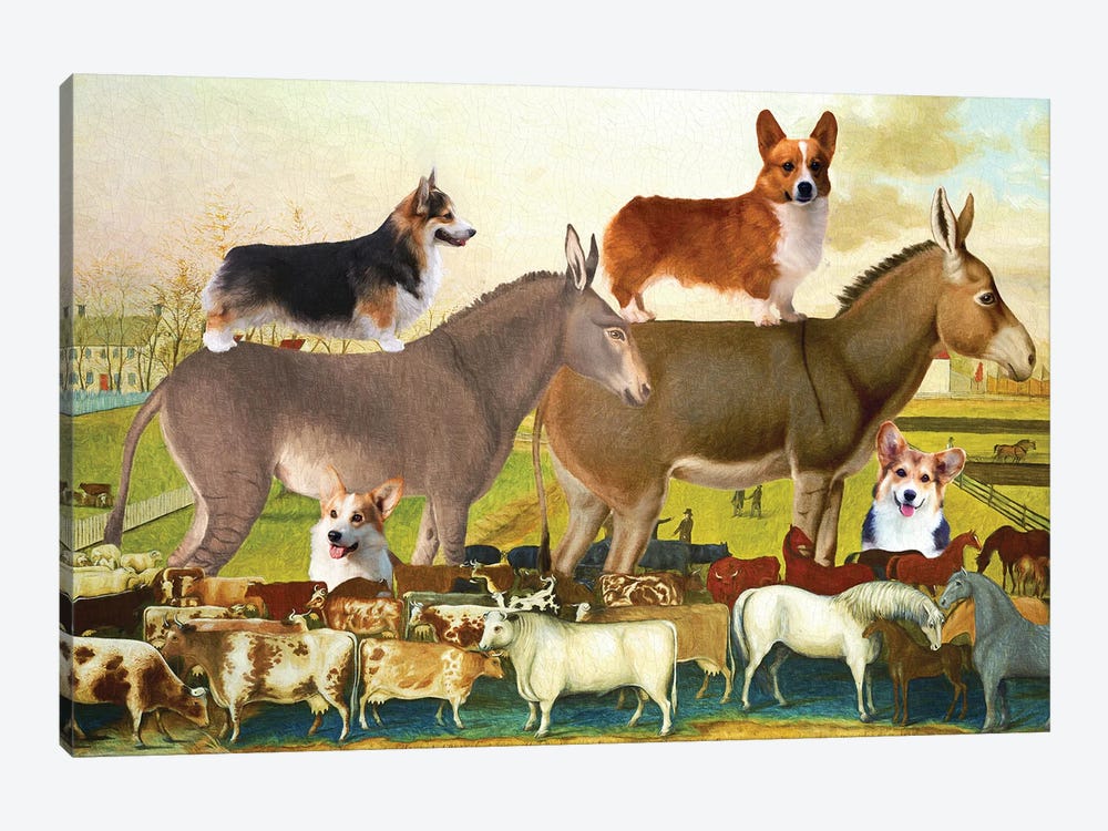 Pembroke Welsh Corgi The Cornell Farm by Nobility Dogs 1-piece Canvas Print