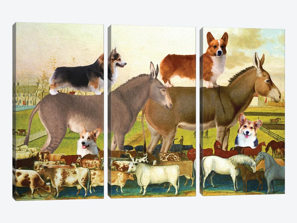 Pembroke Welsh Corgi The Cornell Farm by Nobility Dogs 3-piece Art Print