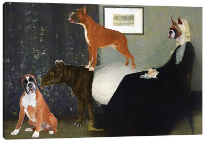 Boxer Dog Mother And Tapir Canvas Art Print - Boxer Art