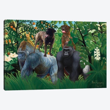 Bullmastiff, Jungle And Gorilla Canvas Print #NDG1761} by Nobility Dogs Canvas Wall Art