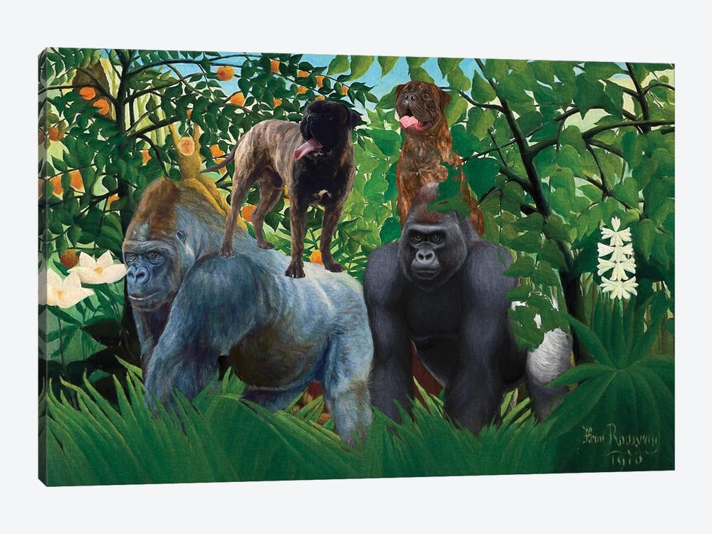 Bullmastiff, Jungle And Gorilla by Nobility Dogs 1-piece Canvas Print