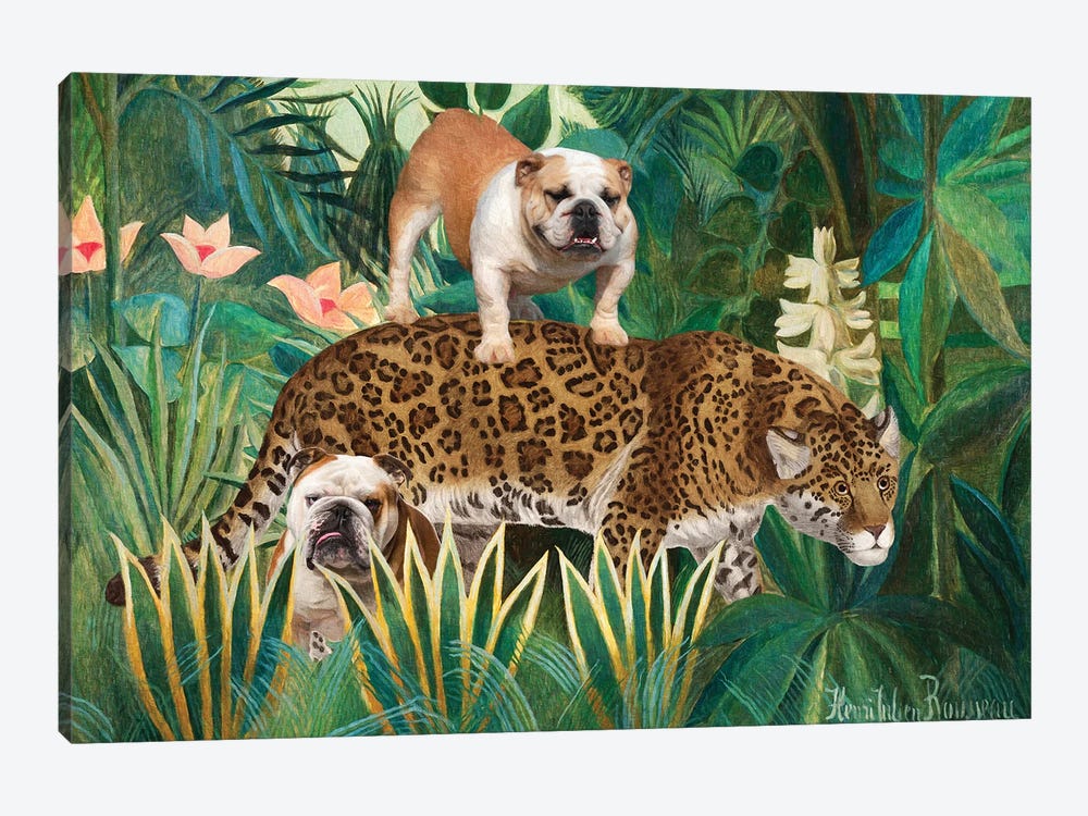 English Bulldog Henri Rousseau Jaguar by Nobility Dogs 1-piece Canvas Artwork