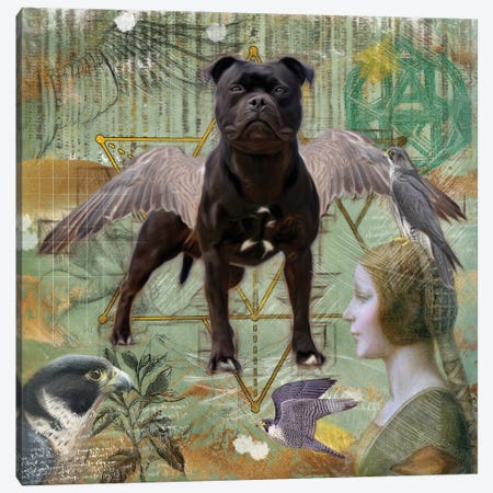 Staffordshire Bull Terrier Angel Canvas Print #NDG176} by Nobility Dogs Art Print