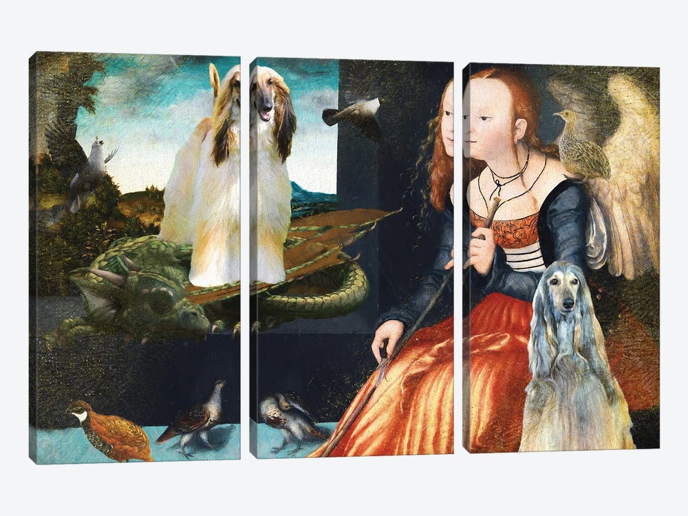 Afghan Hound Angel And Dragon by Nobility Dogs 3-piece Art Print