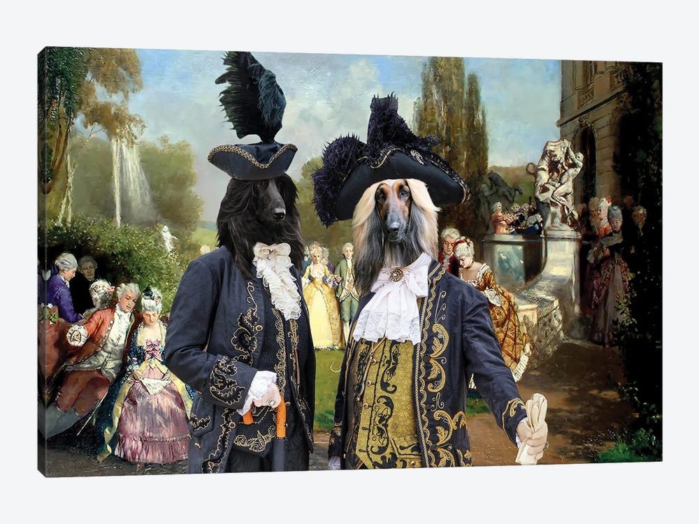 Afghan Hound The Garden Royal Party by Nobility Dogs 1-piece Canvas Art