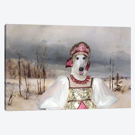 Borzoi Snow Landscape Canvas Print #NDG1775} by Nobility Dogs Canvas Wall Art
