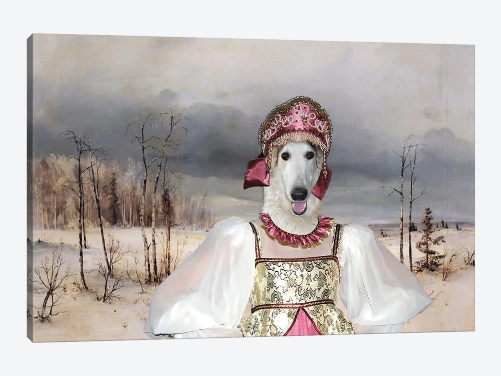 Borzoi Snow Landscape by Nobility Dogs 1-piece Canvas Wall Art