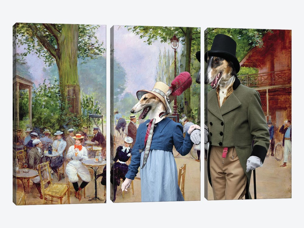 Borzoi A Summer Day by Nobility Dogs 3-piece Canvas Art Print
